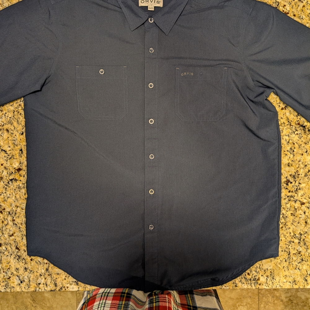 Orvis Men's Dark Blue Casual Shirt